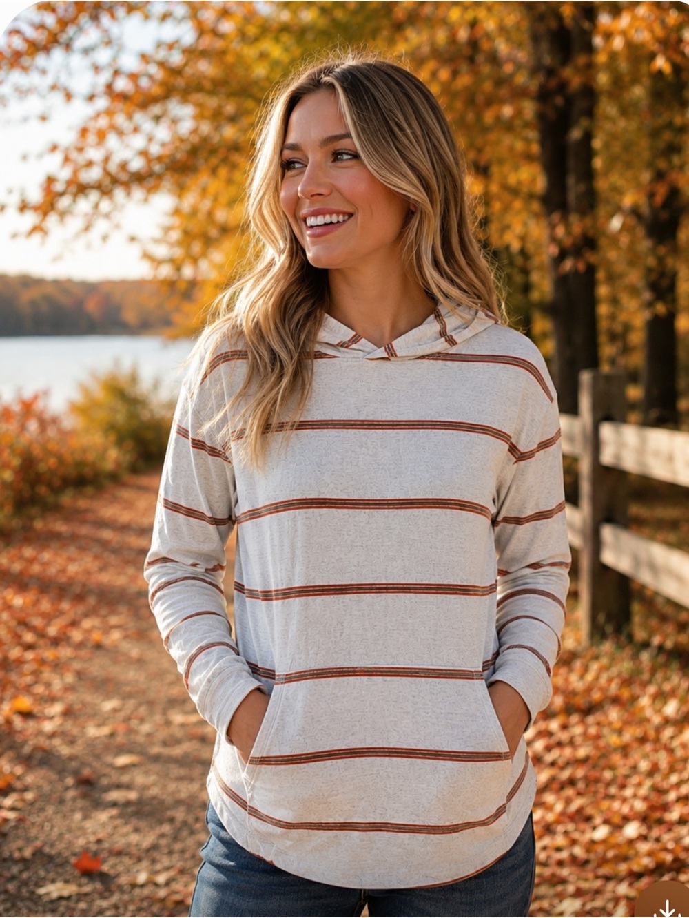NWOT Market & Spruce x Stitch Fix Striped Jersey Stretch Hoodie Top Fall Comfy